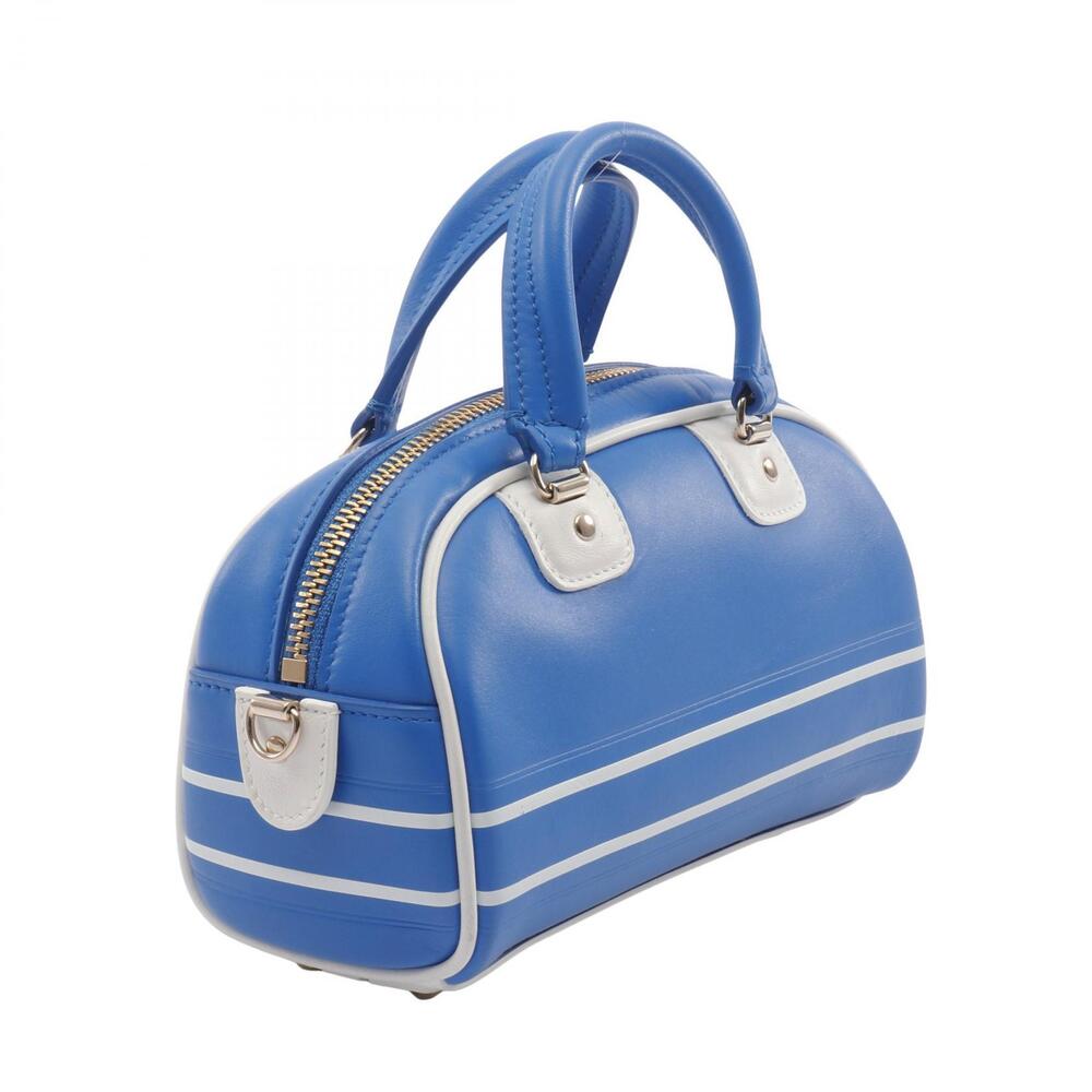 Dior White Bag Blue Handbag Bowling VIBE Leather